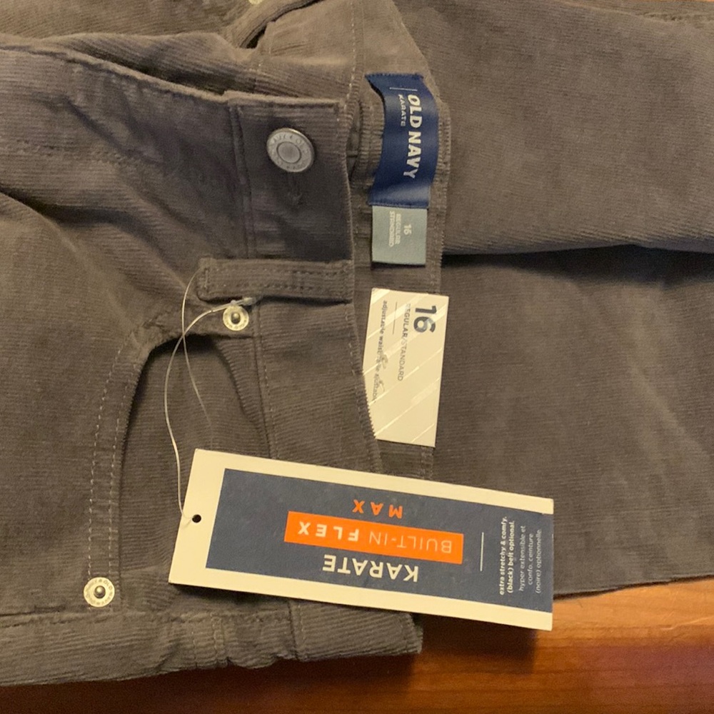Young men big pants , size 16, grey, corduroy, new with tag